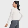 L-018 femmes Yoga à manches longues T-shirts côté taille élastique plis de sport
