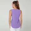 LU-1283 Kvinnor Vest O Neck ärmlös sida öppen andningsbar snabb torr yogakjorta som kör träning Löst fiess kläder sporttank