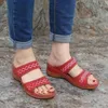 Sandálias de cunha chinelos femininos moda salto flip flops multicolorido bordado deslizamento respirável feminino retro sapatos 66589 34480