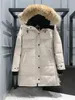 パフデザイナーカナディアングースミッドレングスバージョンパフダウンレディースジャケットダウンパーカー冬の厚い暖かいコートレディースウインドプルーフストリートウェア85