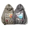 Broken Planet American High Street Pares lilla populära modemärke Graffiti Foaming Letter Print Hooded Sweater Coat 936