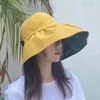 Visiere Donna Cappello da sole Foro di fissaggio Nastro da spiaggia Grandi teste a testa Qide-brimmed Pescatore Protezione UV Visiera ripiegabile Visiere