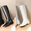 Square Top Toe PU Quality Low Heel Thigh-high Autumn Winter Side Zipper White Trend Fashion Short Plush Knee Boots with Box 83996 69151
