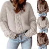 Свитера женские, осенне-зимний модный свитер 2023, однотонный свитер с круглым вырезом, витой трикотаж, повседневные пуловеры с длинными рукавами