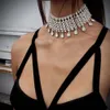 B1210 Fashion New Style Exaggerated Diamond Embedding Water Drops Short Necklace Neckchain Collar