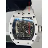 Superclone Wheel Wheel Watch Richa Milles Wristwatch RM055 Biała ceramiczna automatyczna mechaniczna mechaniczna przezroczysta zegarek z włókna węglowego820 Montres de Luxe