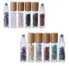 10mL Jade Rollerball Bottle Perfume Essential Oil Storage Bottles With Crushed Natural Crystals Quartz Stone Crystal Roller Ball LL