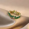 Bague carrée en Zircon vert pour femmes, Design personnalisé, large visage, Index, Internet coréen, rouge, Style Cool