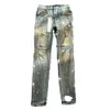 Дизайнерские брюки для мужчин и женщин, фиолетовые брендовые джинсы, летние дырки, новинка 2023 года, стильная вышивка, 583 900 895