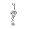 Stainless Steel Hypoallergenic belly button Rings Crystal Rose Flower Body Piercing bar Jewlery for women Bikini Fashion Navel Rings LL