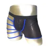 Bandage creux hommes S Sexy U poche sous-vêtements translucide glace soie croix Boxer Shorts drôle Gay