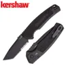 전술 Kershaw 7105 런칭 16 au. 접이식 나이프 9CR18 블랙 세라 코트 탄토 콤보 블레이드 알루미늄 합금 핸들 캠핑 도구