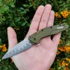 Kershaw 1812OLCB Flipper Tactical Folding Knife 3" CPM-D2 Plain Blade, Olive Aluminum Handle Outdoor Camping Hunting Pocket Tool