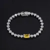 Ice Flower Male Bracelet INS Small Design Yellow Powder Diamond Inlay Group with S Sier Light and Simple Elegance