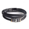 Leather Hwoven Ethnic Style 's Stainless Steel H Rope Bracelet