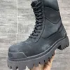 Nouveau noir en détresse vent endommagé grosse tête semelle épaisse bottes Martin bottes rayées pour hommes grande marque bottes de chevalier designer extérieur mode moto bottes de cowboy