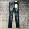 Paars-merk mode heren jeans coole stijl ontwerper denim broek Distressed Ripped Biker zwart blauw Jean slim fit motorfiets maat 28-40 80