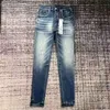 Paars-merk mode heren jeans coole stijl ontwerper denim broek Distressed Ripped Biker zwart blauw Jean slim fit motorfiets maat 28-40 80