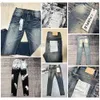 Paarse designerbroek Pantalones Heren gescheurde rechte normale jeans Denim tranen gewassen