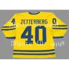 Team GH Vintage 2002 Zweden Jerseys 12 DANIEL SEDIN 30 LUNDQVIST 5 NICKLAS LIDSTROM ELIAS PETTERSSON 40 HENRIK ZETTERBERG Custom Hockey zeldzaam