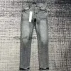 Fioletowe dżinsy mężczyźni tag unisex designer męski dżinsy rozryte chude dżins