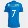 2023イタリア125周年記念サッカージャージー版バージョンMaglie Da Calcio Totti Verratti Chiesa Italia 23 24フットボールシャツ男性セットキッズキットユニフォーム