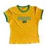 Koszulka damska Brazylia Top Lato żółte kobiety ubrania gotycka emo dziewczyna vintage damska litera drukowana koszulka z krótkim rękawem