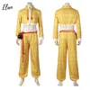 Adulto homem jamie street fighter 6 cosplay traje amarelo batalha terno com calças superiores e acessório halloween comic con disfarce