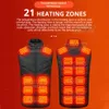 Områden Självvärme Vest Men s Jacket Thermal Women USB uppvärmda varma kläder Fiske Camping Washable Winter v