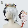 Cosplay Cosplay Ranboo Costume Mental Crown Wig Black and White Horns With CM Elf Ears Red Tie Accessoarer Set PropCosplayCosplay