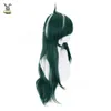 コスプレGenshin Impact Kaeya Cosplay Men CM Long Ink Green Wig Costume耐熱性合成髪ペルカアニメWigScosplay