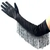 Cosplay Fringe Satin Long Gloves Latin Dance Accessories Elbow Pole Dancewear Opera Stage Performance Wedding Bridal Glovescosplay