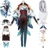 コスプレアニメゲームGenshin Impact Shenhe Shen He Cosplay Costume Wig Shoes liyueセクシーな女性ジャンプスーツハロウェンカーニバルパーティースーツ