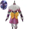 Cosplay jogo lol kindred caçadores eternos espírito flor cosplay traje roxo peruca anime uniforme de pele halloween carnaval festa terno