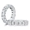 Gioielli di design Anello in argento sterling con zirconi di vendita caldo Anello con fila di diamanti imitazione completa da donna con anello con doppia fila di diamanti Anello da 4 * 5 mm
