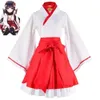 Cosplay anime inu x boku ss shirakiin riricho cosplay kostüm peruk beyaz kırmızı cadı lolita kimono elbise üniforma cadılar bayramı rol oyun elbise
