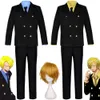 Costume de Cosplay Anime Cook Vin Sanji Mr Prince After Y, perruque Wano Kuni Country, uniforme noir bleu jaune, Costume d'halloween