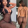 Sexig Costumesporno Lingerie Kvinnor Fishnet Bodysuits Halter Plus Size Woman Transparent Open Crotch Sexiga Costumes Body Stockings Mesh Tights