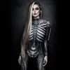 Frauen Kleidung Langarm 3D Gedruckt Halloween Karneval Horror Menschliches Skelett Kostüme Engen Overall Zentai BodysuitAnime Kostüme
