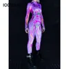 Kvinnor 2023 Summer Autumn Fashion Long Sleeve Bodysuit Streetwear Floral 3D Print Jumpsuit grossistföremål för Businessanime Costumes