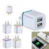 5V 2.1A EU US AC Home Travel Wall Charger Power Adapter Plugs för iPhone 12 13 14 Samsung S23 S10 Obs 10 HTC Android Phone PC Mp3 LL