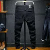 Jean déchiré pour hommes, coupe Slim, noir, extensible, Hip Hop, pantalon en Denim, Patchwork, pantalon en détresse, mode Streetwear