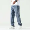 Baggy byxor brett ben ljus blå rak snitt lös passform mäns kläder överdimensionerade kpop jeans kvalitet ny