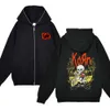 Korn Rock Band Full Zip Jassen Metal Muziek Mannen S Rits Hoodies Y K Streetwear Losse Sweatshirts Unisex Casual Punk Vest