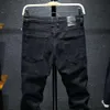 Jean déchiré pour hommes, coupe Slim, noir, extensible, Hip Hop, pantalon en Denim, Patchwork, pantalon en détresse, mode Streetwear