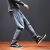 Baggy-Jeans Männer Lose Fit Pluderhosen Breites Bein Mode Buchstaben Retro Blau Hip Hop Streetwear Casual Denim Hosen Frühling