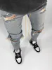 Ripped Jeans Men Skinny Fit Spring Summer Knee Broken Holes Hip Hop Peicils Pants Streetwear Distressed Painted Zippers Desinger