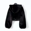 豪華なデザイナーレディースセーターファーフェイクジャケットフード付きウールの女性ダウンコートプランダイトセータージャケット温かい厚いウインドブレーカーレディスリムコートトップアジアサイズS-L