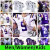 LSU Tigers Football Jersey Burrow Justin Jefferson Chase Grant Delpit Peterson Mathieu Marshall Guice White Custom College Jerseys Men Women Kids 125th 150th