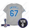 Baseball Wears 67 Vin Scully Jersey Patch White Voice Blue Grey Black Button Down